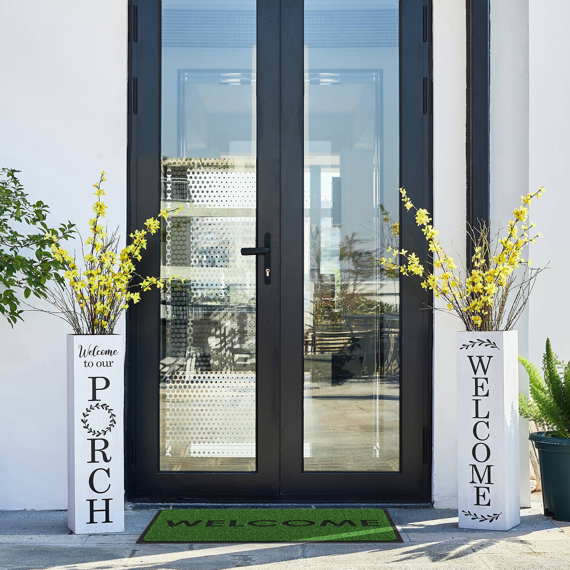 Glitzhome® 30" Double Sided Solid White Boxed Welcome Porch Sign